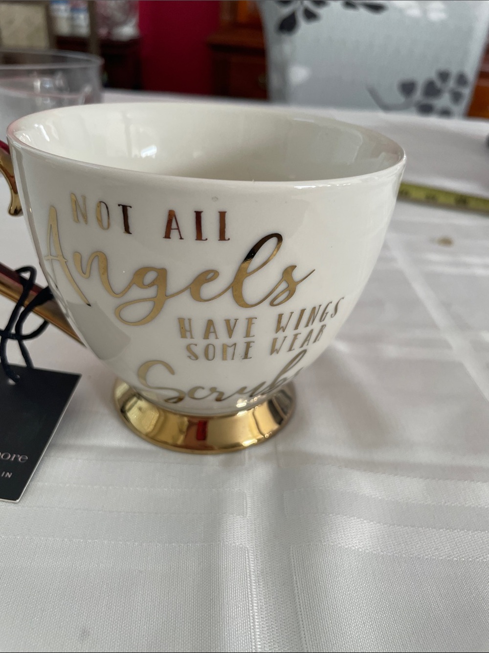 Nanette Lepore Black & Gold Porcelain Cup Tag Detail